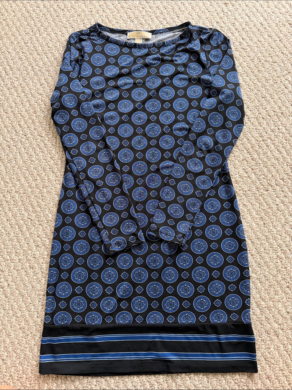 Dress in Navy with Blue Medallion Print